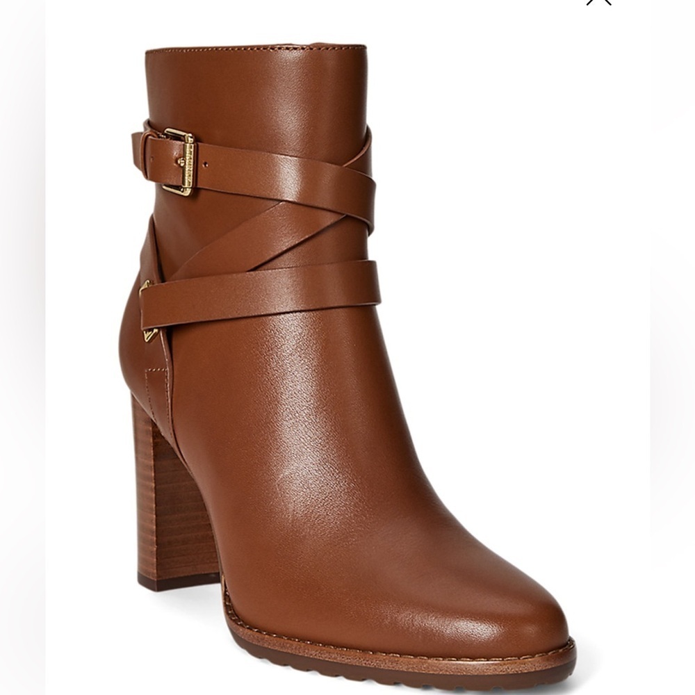 Ralph Lauren Tan Leather Heeled Boots